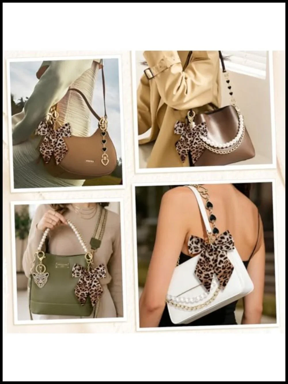 Bag Charms and Chains Set Purse Strap Extender with Pearls and Bows Women's